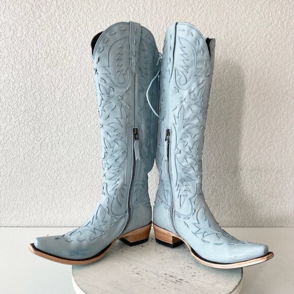 Lane Reverie Womens Cowboy Boots 6.5 Blue Suede Cowgirl Western Knee High Tall - Picture 7 of 11